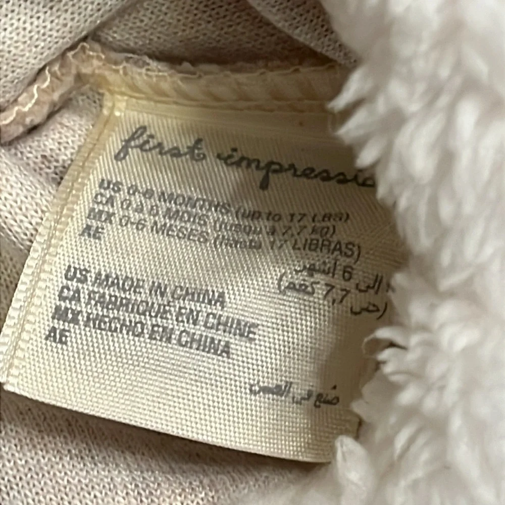 NWT First Impressions Baby Velour Bear Hat and Bootie Set, 0-6mo